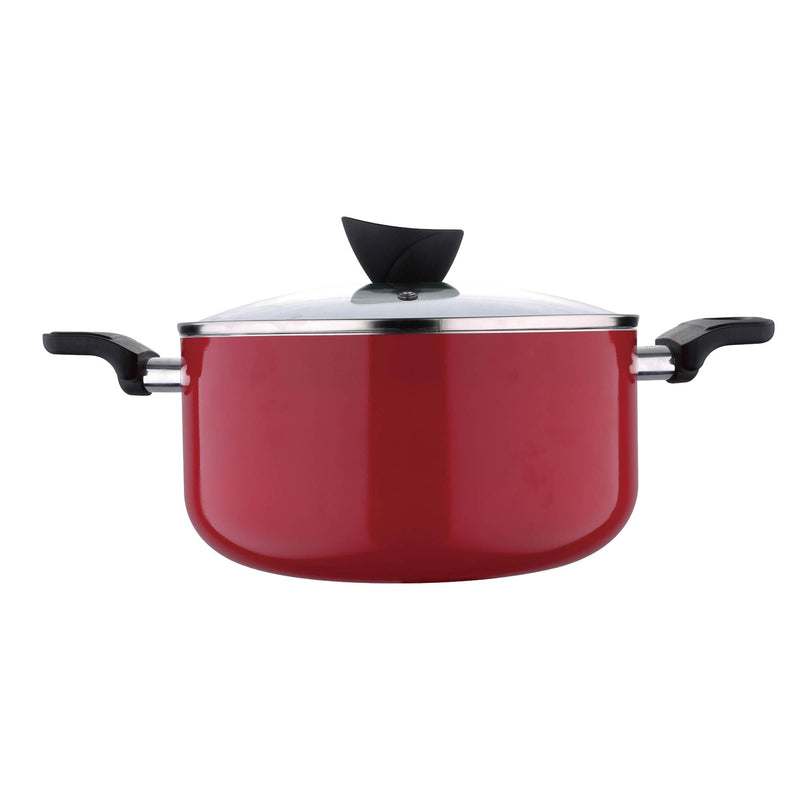 BERGNER BELLINI PRESS ALUMINIUM NON-STICK CASSEROLE WITH LID 20 CM, RED COLOR