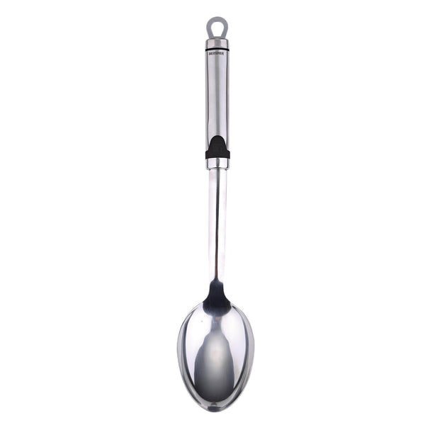 BERGNER GIZMO STAINLESS STEEL COOKING SPOON 35X6.9 CM, BLACK/SILVER COLOR