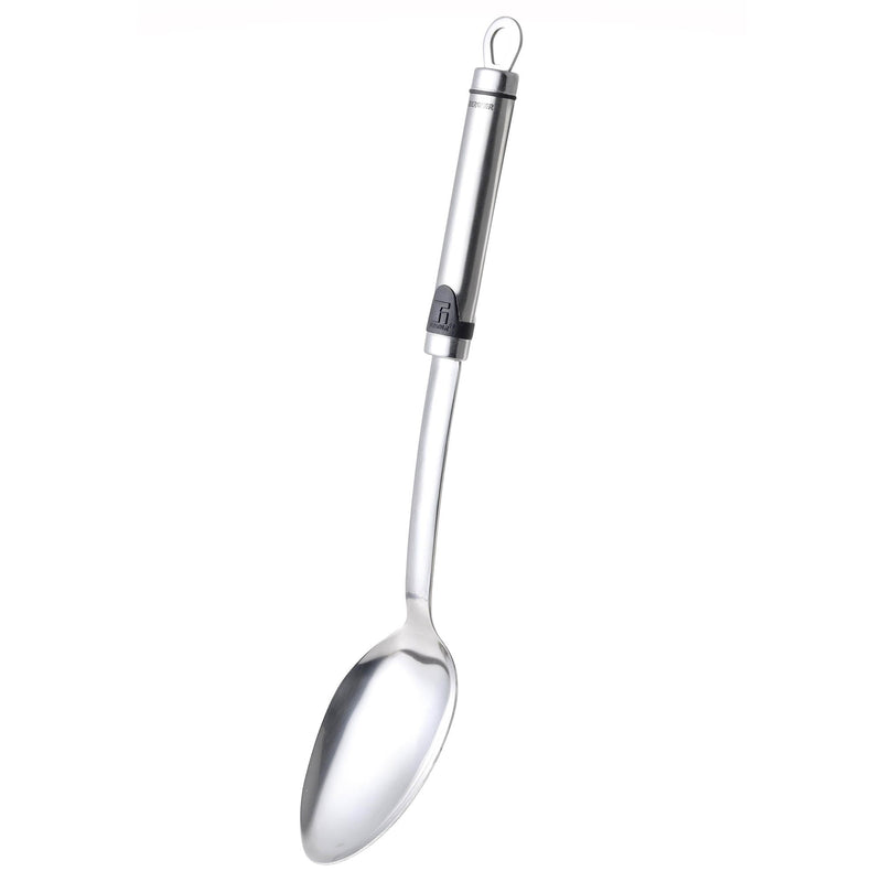 BERGNER GIZMO STAINLESS STEEL COOKING SPOON 35X6.9 CM, BLACK/SILVER COLOR