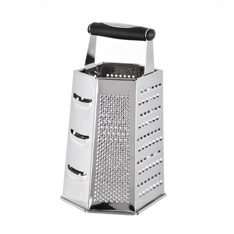 BERGNER EASY KITCHEN STAINLESS STEEL 6 SIDED GRATER 22.5 CM, BLACK COLOR