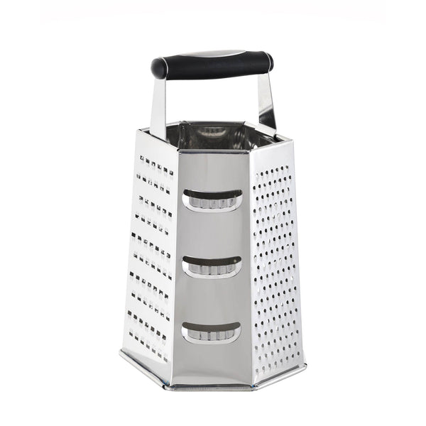 BERGNER EASY KITCHEN STAINLESS STEEL 6 SIDED GRATER 22.5 CM, BLACK COLOR