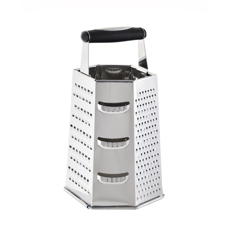 BERGNER EASY KITCHEN STAINLESS STEEL 6 SIDED GRATER 22.5 CM, BLACK COLOR