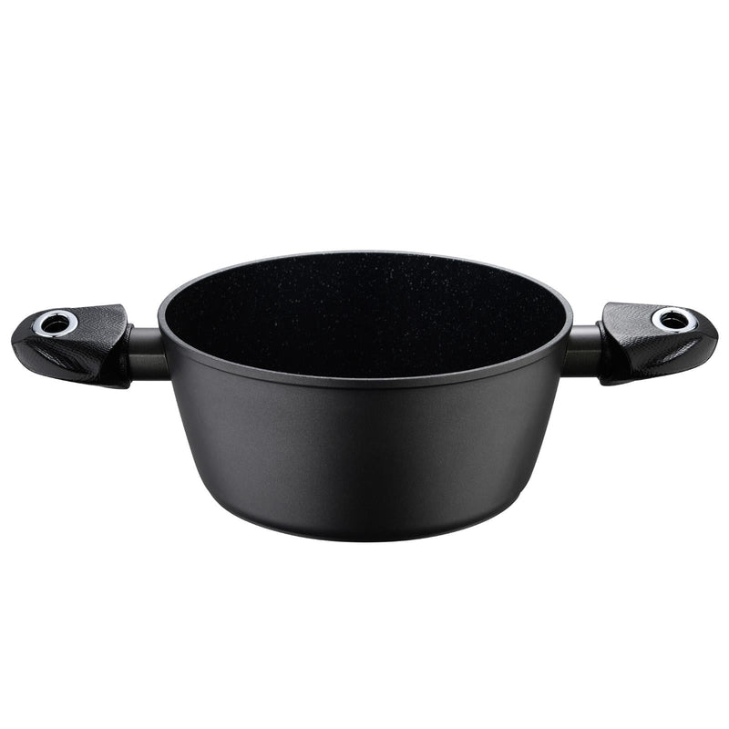 BERGNER ORION FORGED ALUMINUM INDUCTION BOTTOM NON-STICK CASSEROLE WITH LID 22X10 CM, BLACK COLOR