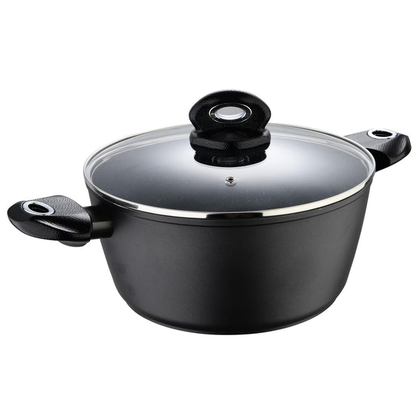 BERGNER ORION FORGED ALUMINUM INDUCTION BOTTOM NON-STICK CASSEROLE WITH LID 26X13 CM, BLACK COLOR