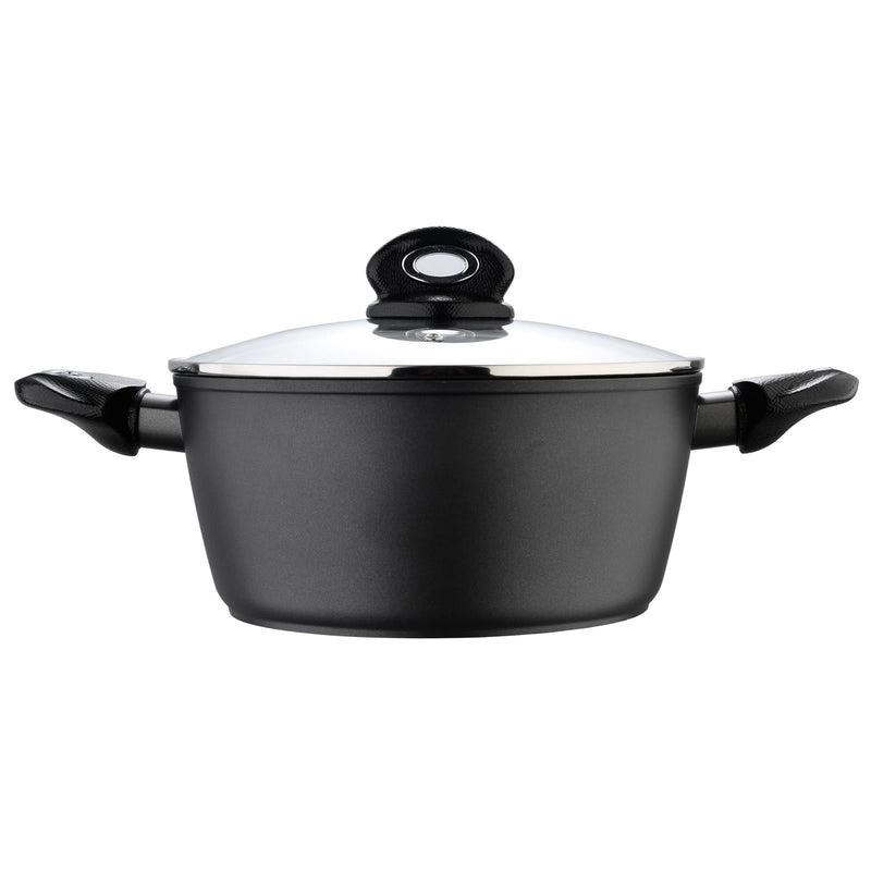 BERGNER ORION FORGED ALUMINUM INDUCTION BOTTOM NON-STICK CASSEROLE WITH LID 26X13 CM, BLACK COLOR