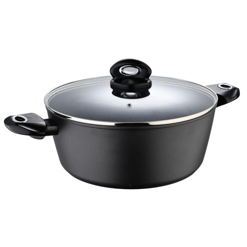 BERGNER ORION FORGED ALUMINUM INDUCTION BOTTOM NON-STICK CASSEROLE WITH LID 30X11.8 CM, BLACK COLOR