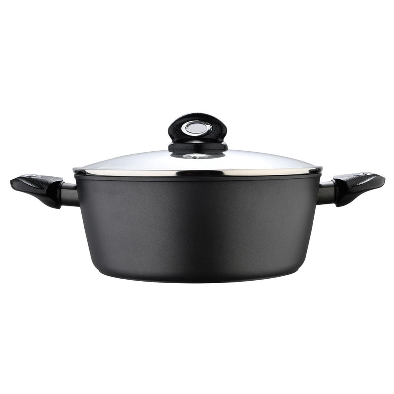 BERGNER ORION FORGED ALUMINUM INDUCTION BOTTOM NON-STICK CASSEROLE WITH LID 30X11.8 CM, BLACK COLOR