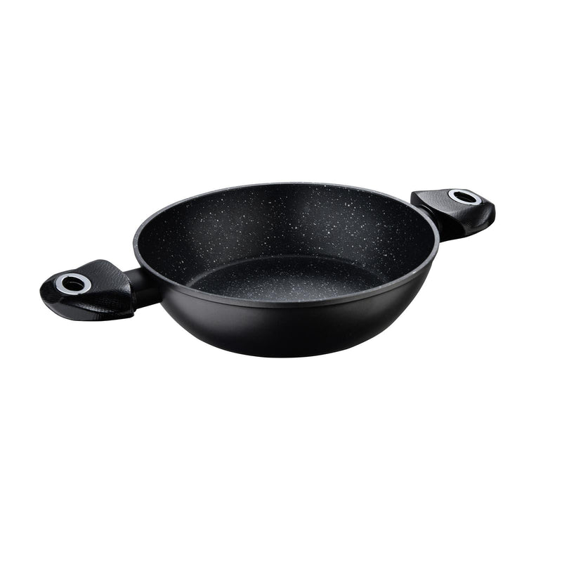 BERGNER ORION FORGED ALUMINUM INDUCTION BOTTOM NON-STICK SHALLOW POT WITH LID 24X6.5 CM, BLACK COLOR