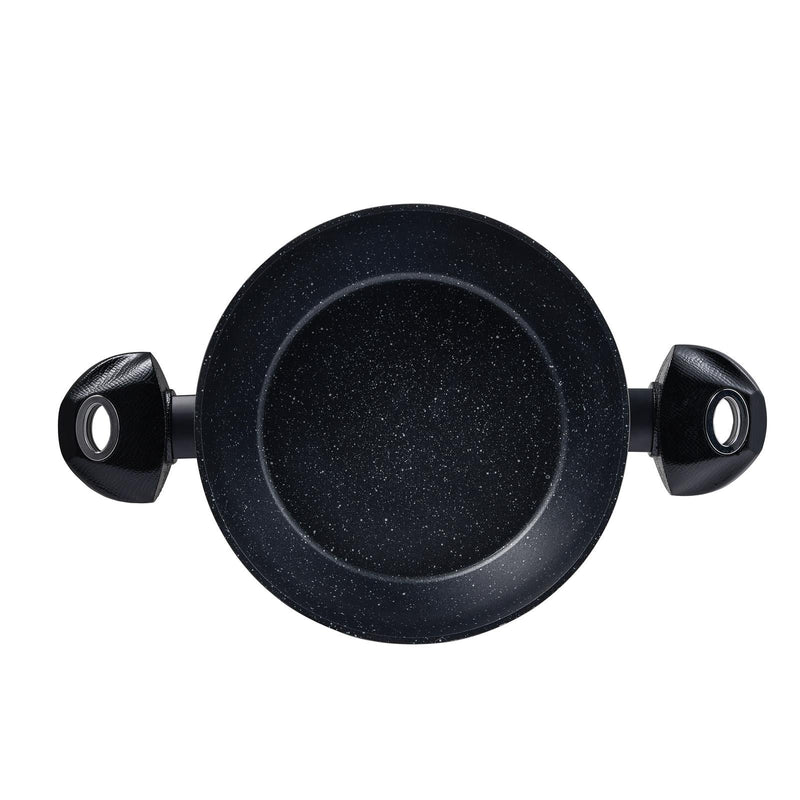 BERGNER ORION FORGED ALUMINUM INDUCTION BOTTOM NON-STICK SHALLOW POT WITH LID 24X6.5 CM, BLACK COLOR