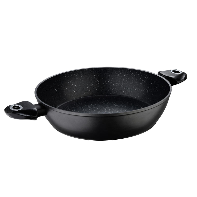 BERGNER ORION FORGED ALUMINUM INDUCTION BOTTOM NON-STICK SHALLOW POT WITH LID 32 CM, BLACK COLOR