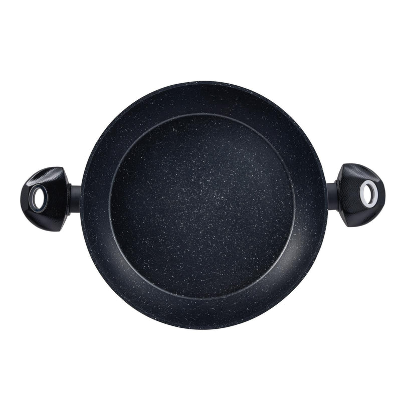 BERGNER ORION FORGED ALUMINUM INDUCTION BOTTOM NON-STICK SHALLOW POT WITH LID 32 CM, BLACK COLOR