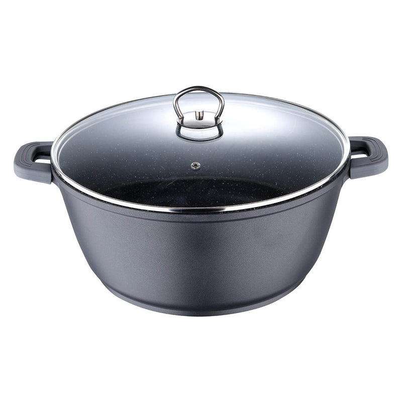 BERGNER NOVUM CAST ALUMINUM INDUCTION BASE NON-STICK CASSEROLE WITH LID 28X12 CM, GREY COLOR