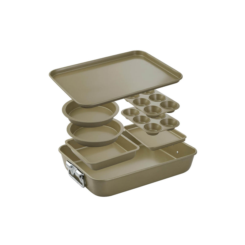 BERGNER BAKERIGHT PRO 8-PIECE CARBON STEEL BAKEWARE SET, TAN COLOR