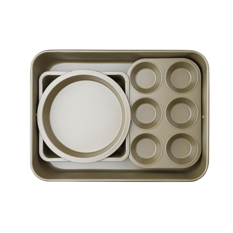 BERGNER BAKERIGHT PRO 8-PIECE CARBON STEEL BAKEWARE SET, TAN COLOR