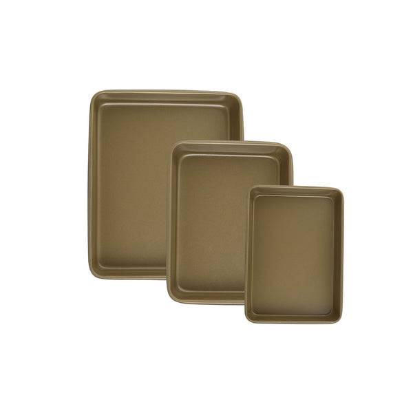 BERGNER BAKERIGHT PRO 3-PIECE CARBON STEEL BAKEWARE SET, TAN COLOR