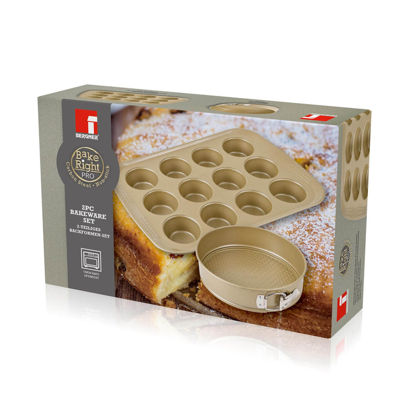 BERGNER BAKERIGHT PRO 2-PIECE CARBON STEEL BAKEWARE SET, TAN COLOR