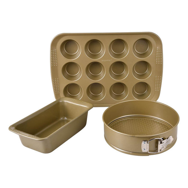 BERGNER BAKERIGHT PRO 3-PIECE CARBON STEEL BAKEWARE SET, TAN COLOR