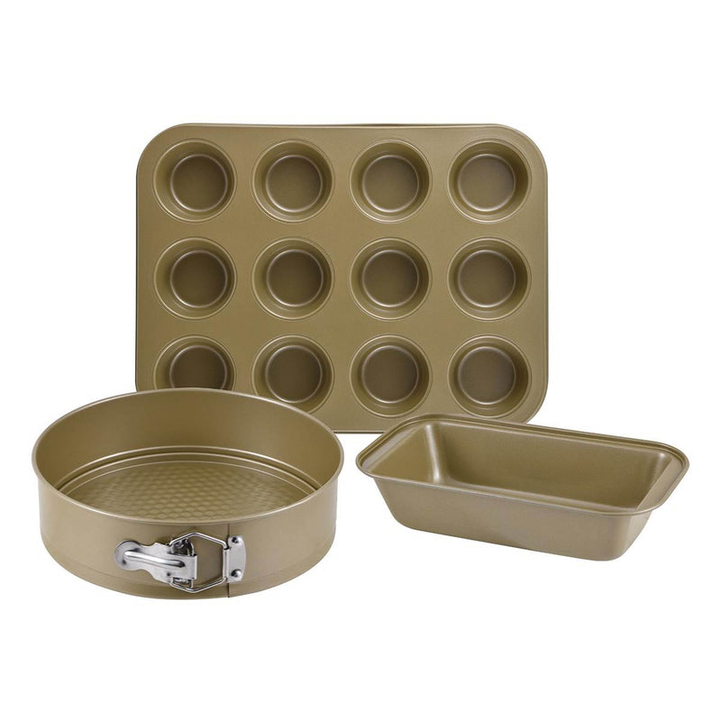 BERGNER BAKERIGHT PRO 3-PIECE CARBON STEEL BAKEWARE SET, TAN COLOR