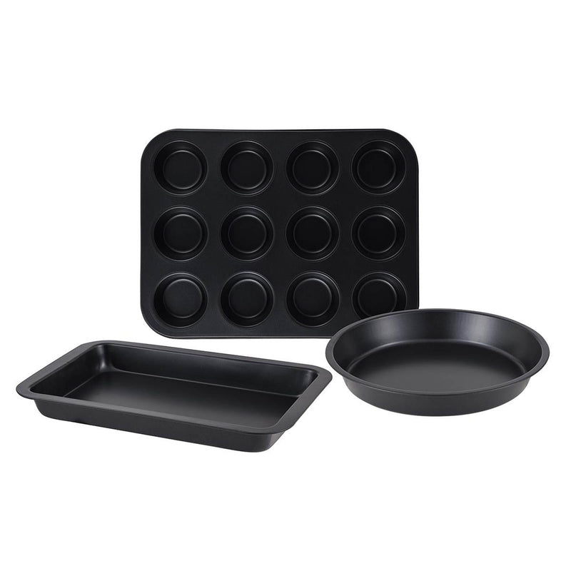 BERGNER ORION 3 PIECE CARBON STEEL BAKEWARE SET, BLACK COLOR