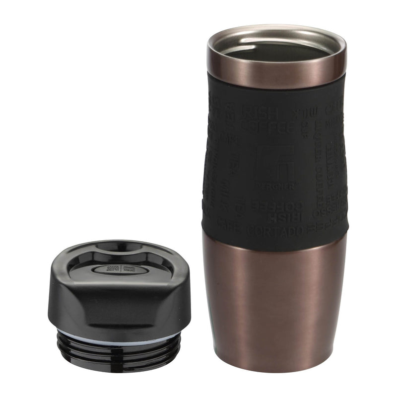 BERGNER NEON CLASSIC STAINLESS STEEL VACUUM TRAVEL MUG 360 ML, COFFEE BROWN COLOR