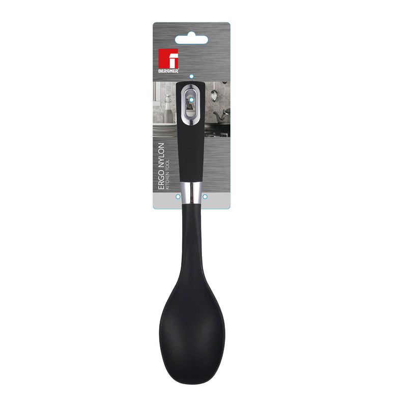 BERGNER ERGO NYLON COOKING SPOON 32.5 CM, BLACK COLOR