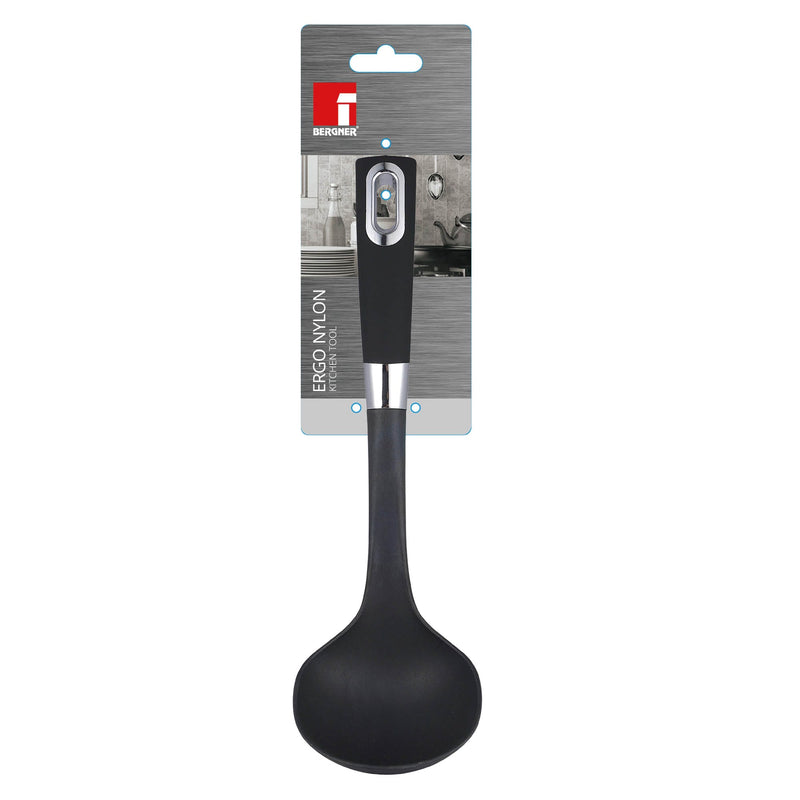 BERGNER ERGO NYLON LADLE 31.7X9.5 CM, BLACK COLOR