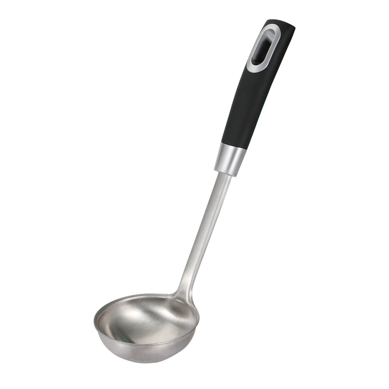 BERGNER ERGO STAINLESS STEEL LADLE 30.5X8.5 CM, BLACK/SILVER COLOR