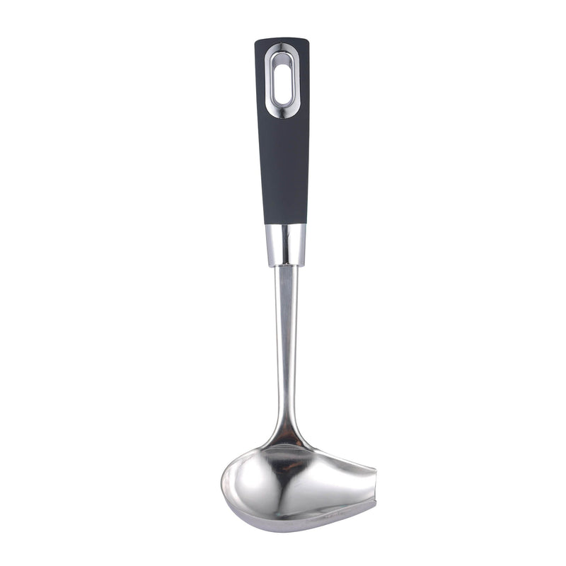 BERGNER ERGO STAINLESS STEEL GRAVY LADLE 28X8.5 CM, BLACK/SILVER COLOR