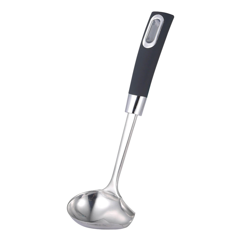 BERGNER ERGO STAINLESS STEEL GRAVY LADLE 28X8.5 CM, BLACK/SILVER COLOR