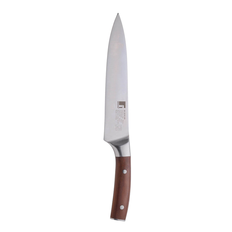 BERGNER WOLFSBURG STAINLESS STEEL CHEF KNIFE 20 CM WITH WOODEN HANDLE, BROWN/SILVER COLOR