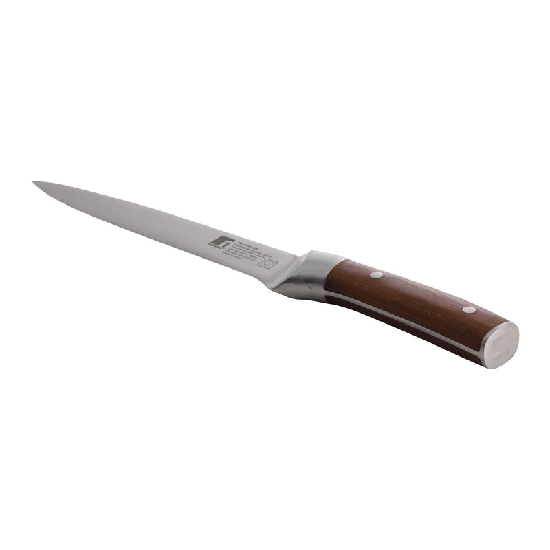 BERGNER WOLFSBURG STAINLESS STEEL CARVING KNIFE 20 CM WITH WOODEN HANDLE, BROWN/SILVER COLOR