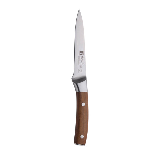 BERGNER WOLFSBURG STAINLESS STEEL UTILITY KNIFE 12.5 CM WITH WOODEN HANDLE, BROWN/SILVER COLOR