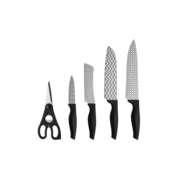 BERGNER RHEINSBERG 5 PIECE STAINLESS STEEL KNIFE SET WITH NON-STICK COATING, GREY COLOR