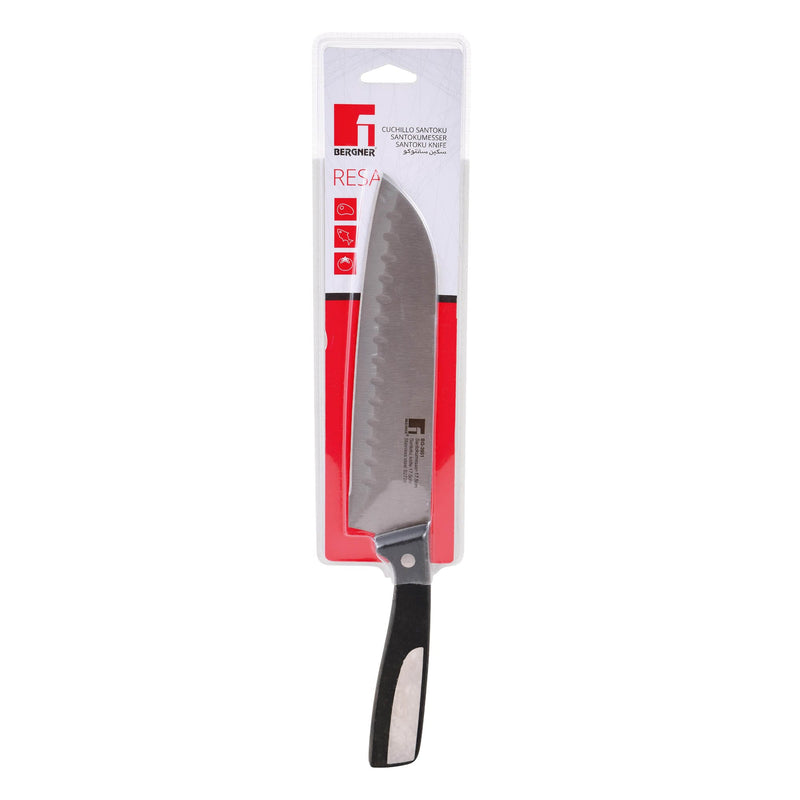 BERGNER RESA STAINLESS STEEL SANTOKU KNIFE 17.5 CM, BLACK/SILVER COLOR