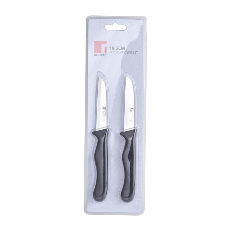 BERGNER 2 PIECE STAINLESS STEEL FRUIT KNIFE SET, BLACK COLOR