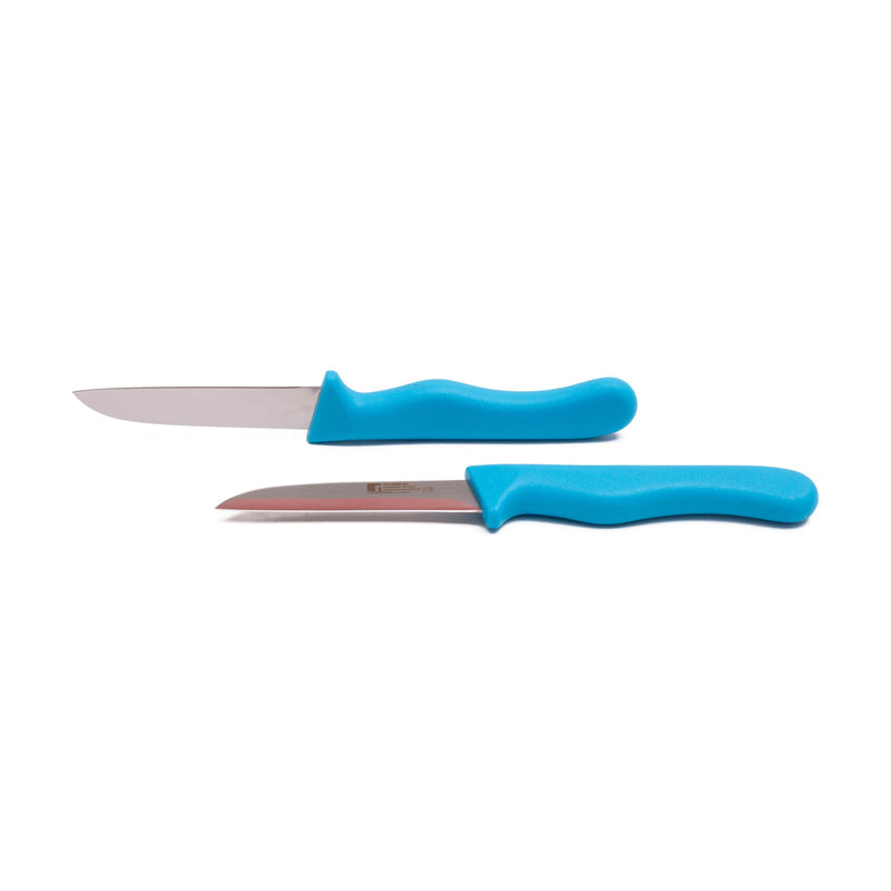 BERGNER 2 PIECE STAINLESS STEEL FRUIT KNIFE SET, BLUE COLOR