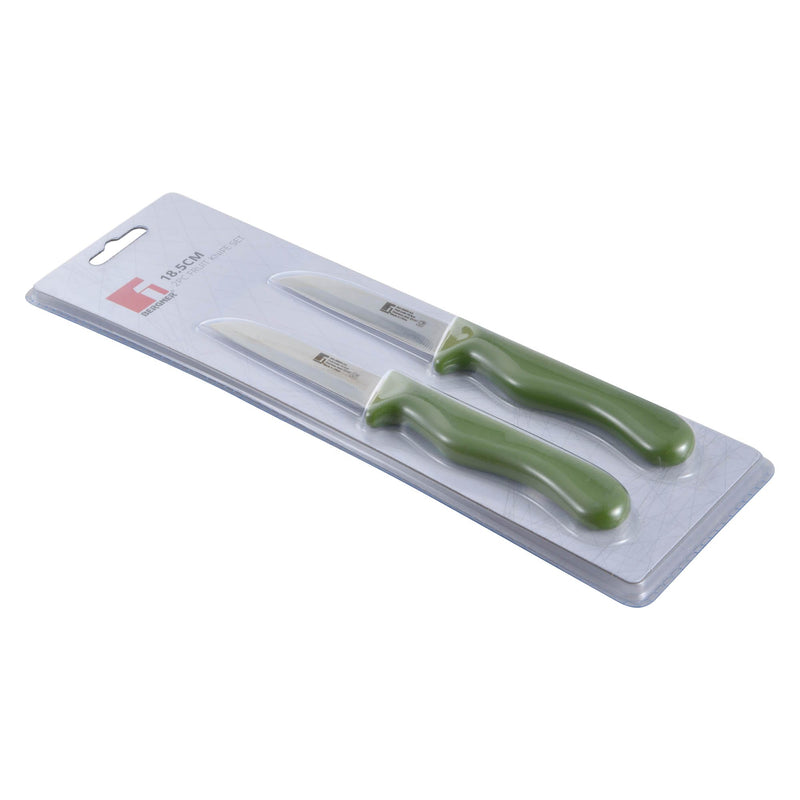 BERGNER 2 PIECE STAINLESS STEEL FRUIT KNIFE SET, GREEN COLOR