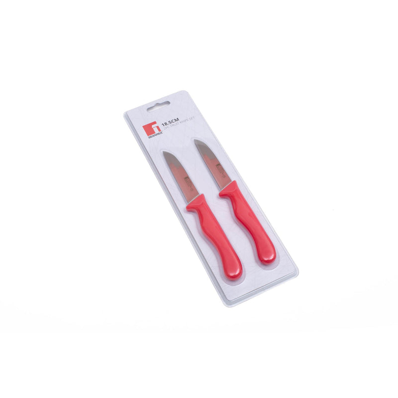 BERGNER 2 PIECE STAINLESS STEEL FRUIT KNIFE SET, RED COLOR