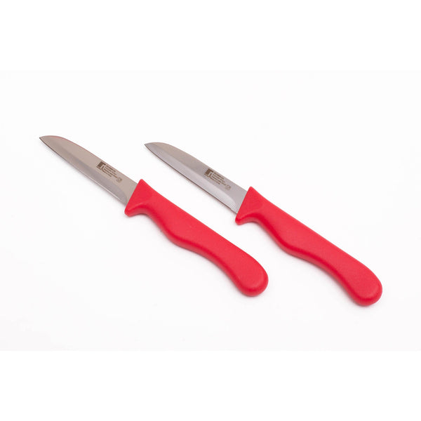 BERGNER 2 PIECE STAINLESS STEEL FRUIT KNIFE SET, RED COLOR