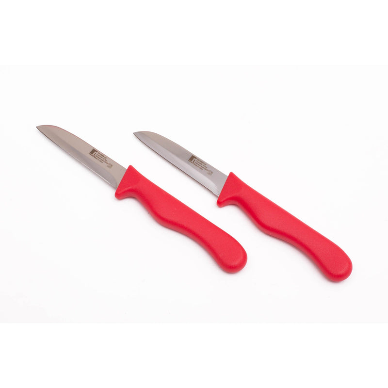 BERGNER 2 PIECE STAINLESS STEEL FRUIT KNIFE SET, RED COLOR