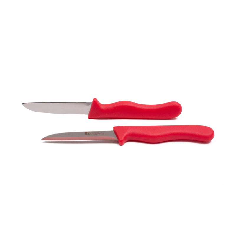 BERGNER 2 PIECE STAINLESS STEEL FRUIT KNIFE SET, RED COLOR