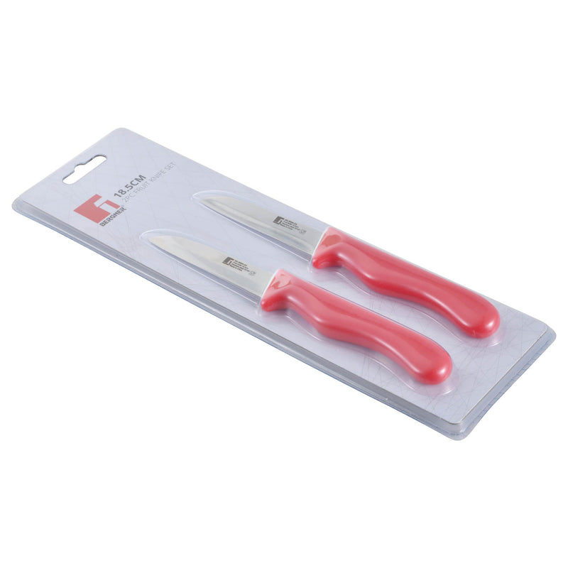 BERGNER 2 PIECE STAINLESS STEEL FRUIT KNIFE SET, RED COLOR