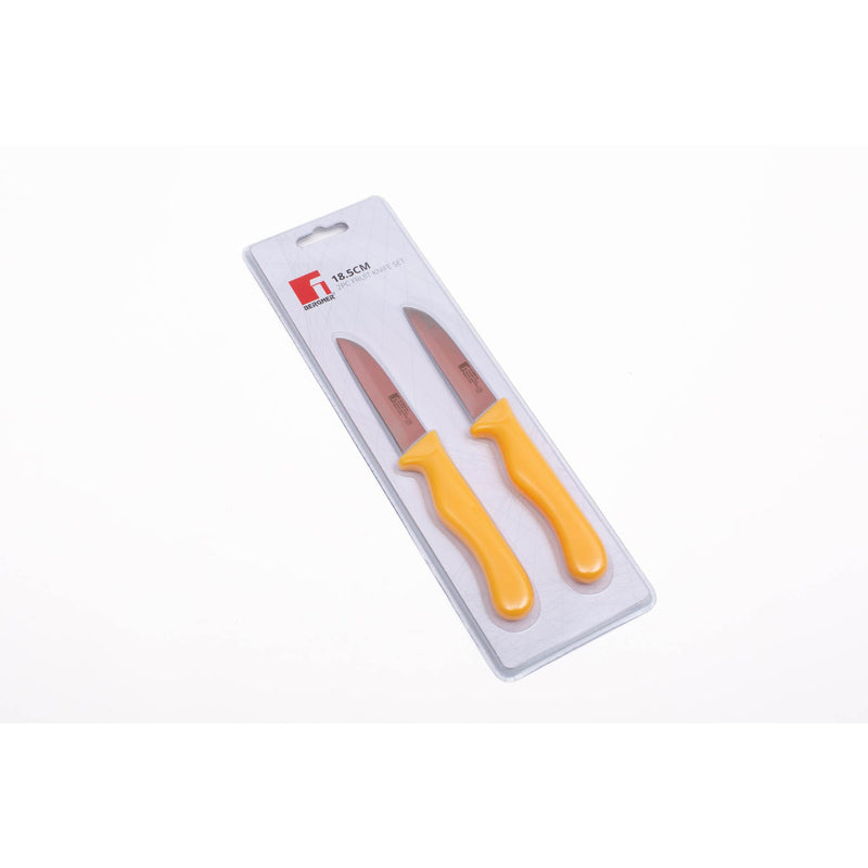 BERGNER 2 PIECE STAINLESS STEEL FRUIT KNIFE SET, YELLOW COLOR