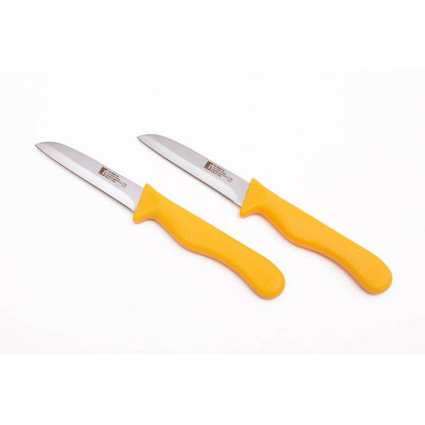 BERGNER 2 PIECE STAINLESS STEEL FRUIT KNIFE SET, YELLOW COLOR