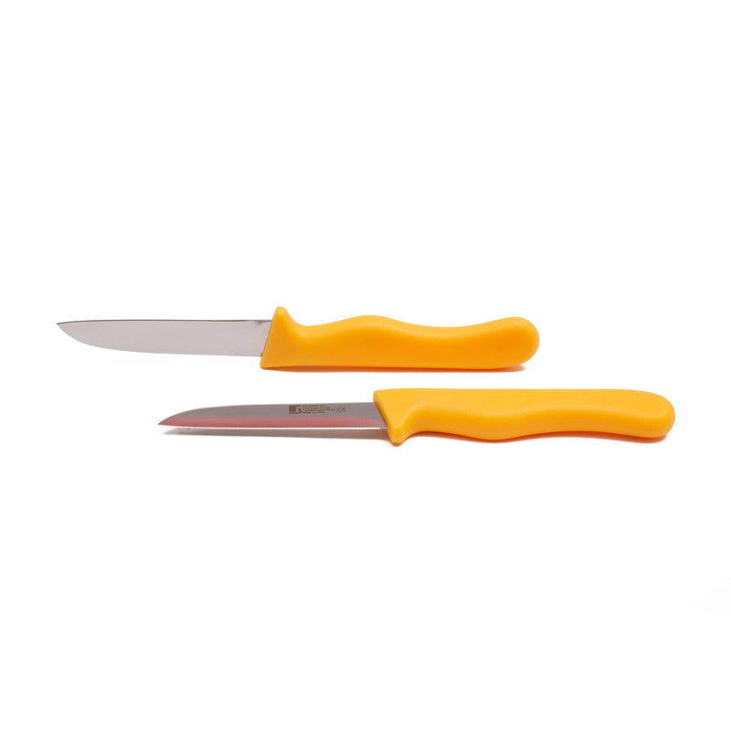 BERGNER 2 PIECE STAINLESS STEEL FRUIT KNIFE SET, YELLOW COLOR