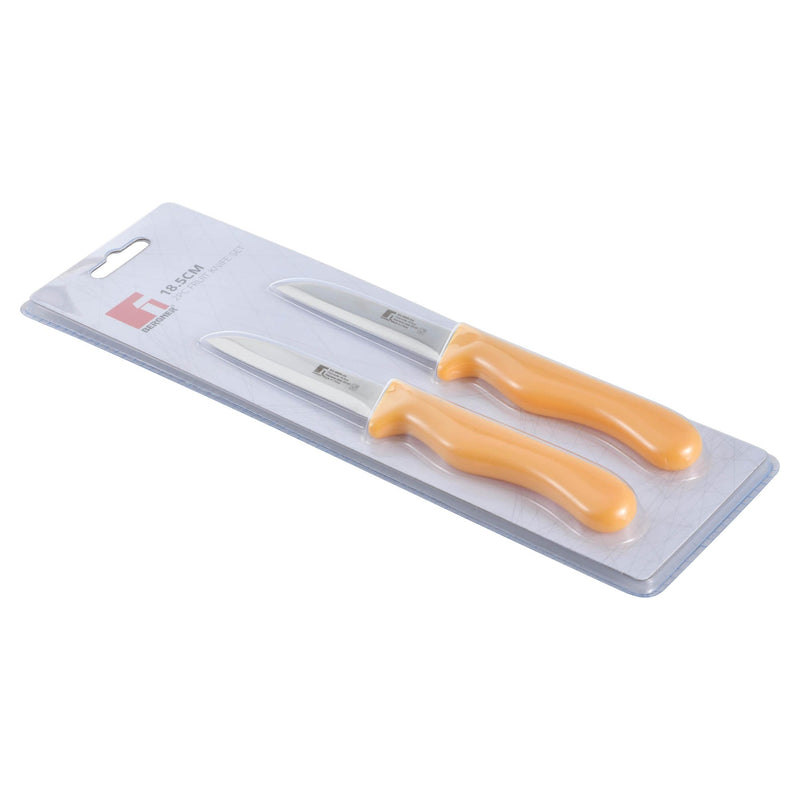 BERGNER 2 PIECE STAINLESS STEEL FRUIT KNIFE SET, YELLOW COLOR