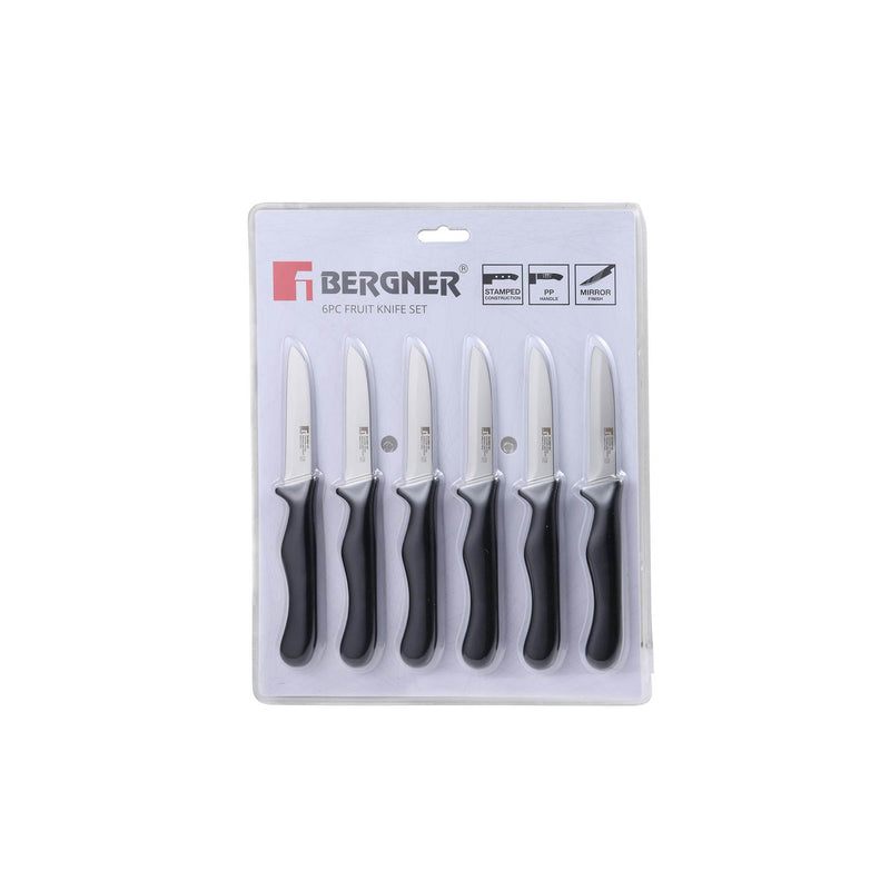 BERGNER 6 PIECE STAINLESS STEEL FRUIT KNIFE SET, BLACK COLOR