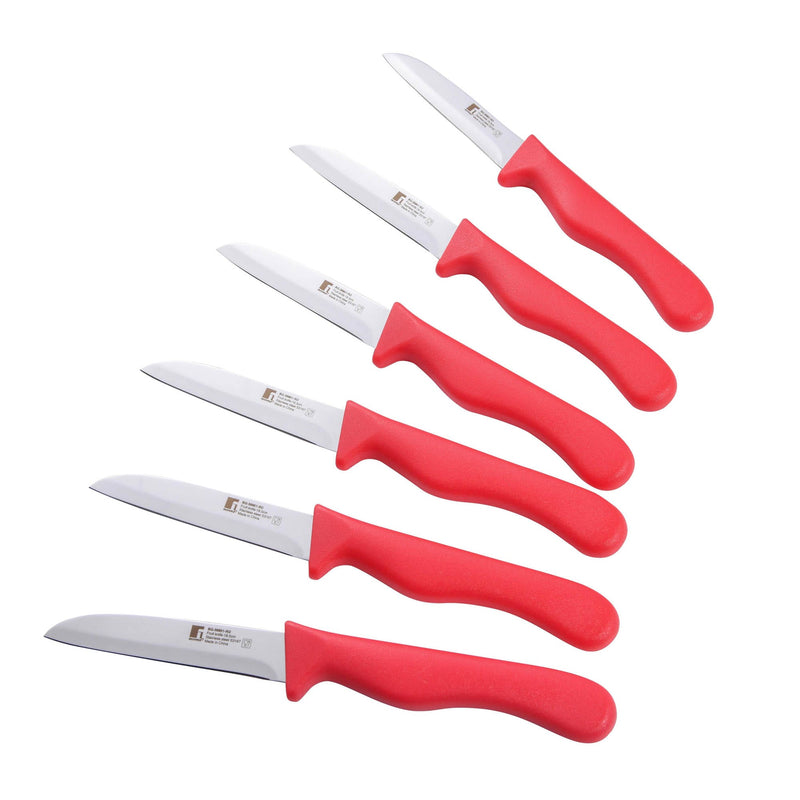 BERGNER 6 PIECE STAINLESS STEEL FRUIT KNIFE SET, RED COLOR