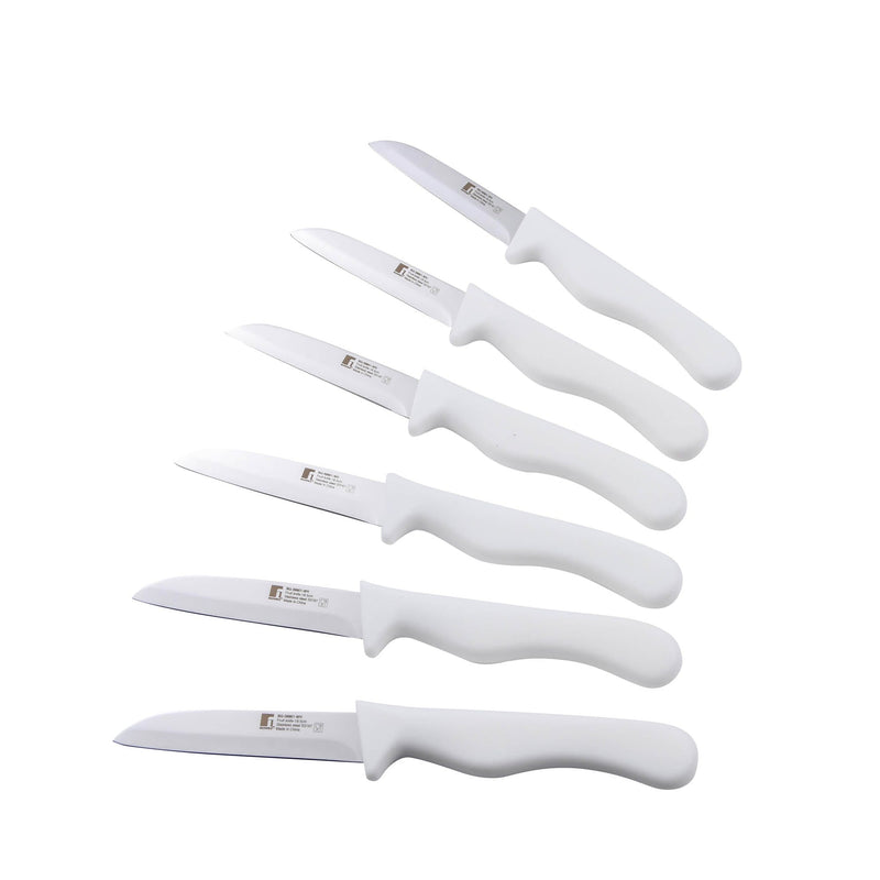 BERGNER 6 PIECE STAINLESS STEEL FRUIT KNIFE SET, WHITE COLOR