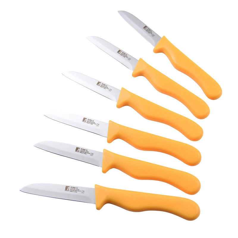 BERGNER 6 PIECE STAINLESS STEEL FRUIT KNIFE SET, YELLOW COLOR